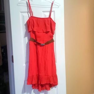 Coral dress w/ turquoise belt